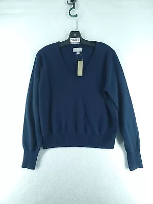 J. Crew Cashmere Shrunken V-neck Sweater -  Navy Blue Nwt Size Large  • $49.95