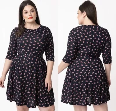 NWT Unique Vintage Blue/Pink Heart Dress 5x/26 Womans Plus Size • $60