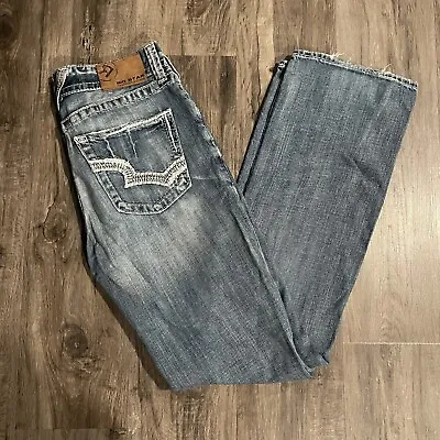 Big Star Pioneer Boot Jeans Mens 31L 31x33 Distressed Blue Denim Pants Whiskers • $19.99