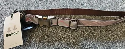 Barbour Reflective Pink Taupe Tartan Dog Collar Size Large • £19.79