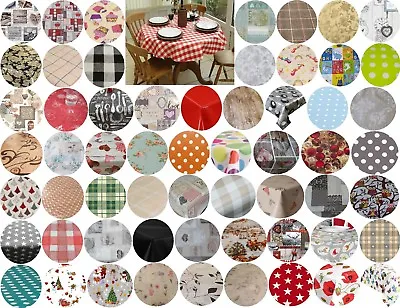 140cm Round Circle Table Cloths Pvc Oil Vinyl Cloth Plain Printed Party Events • £0.99