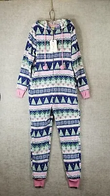 Munki Munki Hooded One Piece Fleece Pajamas Winter Theme Women's XS NWT • $18