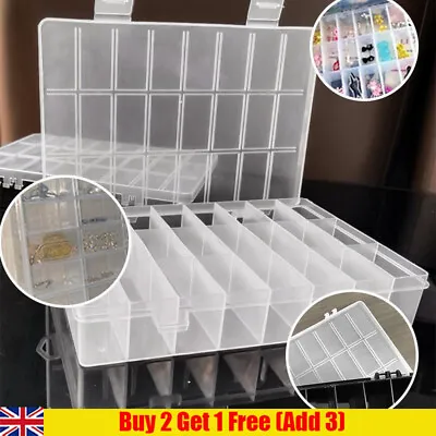 £1.32 • Buy 24 Grid Compartment Plastic Storage Box Jewelry Earring Beads Case Container UK
