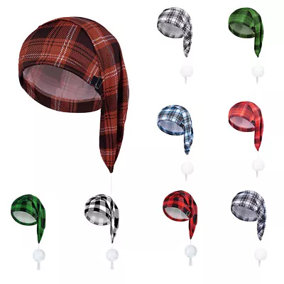 Mens Night Stocking Cap Daily Sleeping Hat With Tassel Plaid Cap With Pom Ball • $8.09