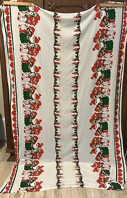Vintage Linen Children's Christmas Holiday Tablecloth 55 X 88 Santa's Helpers • $21.81