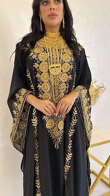 NEW Dubai Moroccan Kaftan Women Gown Embroidery Work Caftan Dress Maxi EMB110 • $49.99