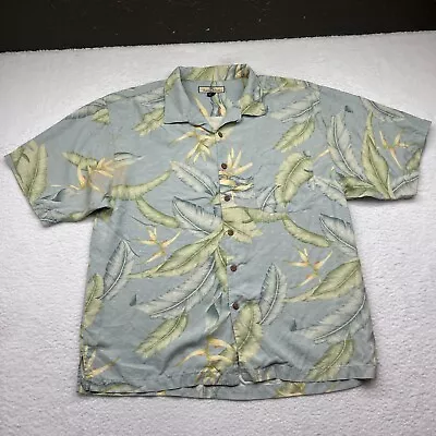 Tommy Bahama Camp Shirt Mens XL 100% Silk Floral Hawaiian Leaves Button Up • $18.86