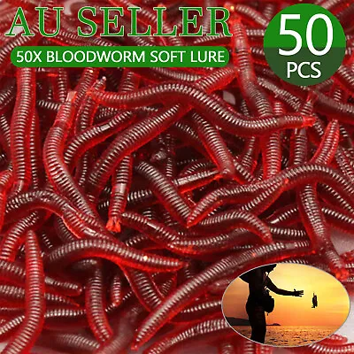 $5.78 • Buy 50PCS Bloodworm Soft Plastic Lure Fishing Worm Bait Red Bloodworms Whiting Bream