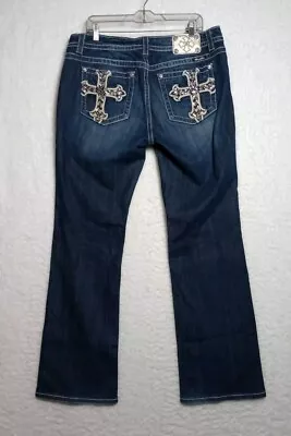 Miss Me Women’s 34 Mid Rise Easy Boot Pocket Cross Bling Jeans Denim JE5921E4L • $85