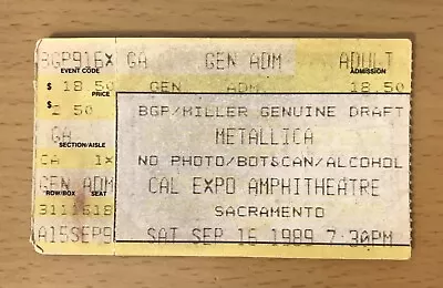 1989 Metallica Damaged Justice Tour Sacramento Concert Ticket Stub Seek Destroy • $21.99