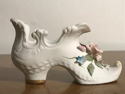 Vintage Lefton Porcelain Bisque Victorian Shoe Figurine 3D 1204 Hand Painted • $7