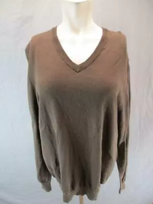 Old Navy Size L Mens Brown 100% Cotton Long Sleeve V-Neck Sweatshirt Top 6G072 • $10