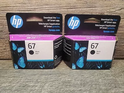 HP 67 Lot Of 2 Black Noir Ink Cartridge Expires March 2024 New Sealed • $19.95