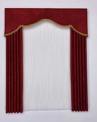 Dark Red  Elegant   Dollhouse Curtains With Semi Sheer Panel -6  Double Size • $23.95