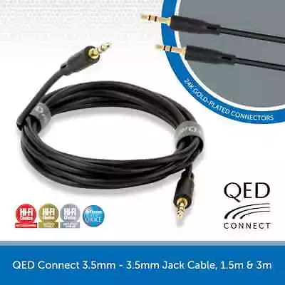 QED Connect 3.5mm Jack To Jack Aux Cable Audio Interconnect Lead 1.5m & 3m • £11.95