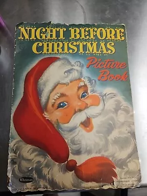 Vintage MVM 1954 Whitman Night Before Christmas Child Picture Book Ruff Shape  • $22