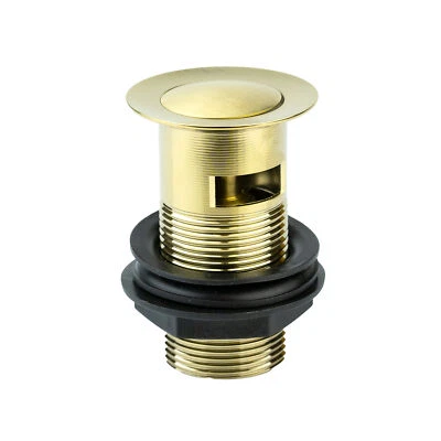 £9.95 • Buy Brushed Brass Basin Waste Gold Slotted Bathroom Sink Click Clack Plug (Summer)