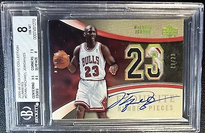 Michael Jordan Bgs 8/10 2005-06 Exquisite Number Pieces Patch Auto 18/23 Bulls • $32499.99