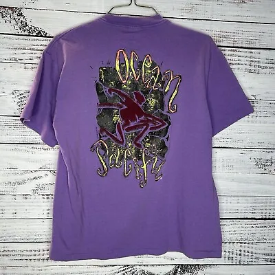 Vintage 90s Ocean Pacfic OP Purple Surf Graphic Single Stitch T-Shirt Size Large • $22.50