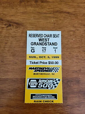 1999 Napa Autocare 500 Nascar Race Ticket Stub Martinsville Wally Dallenbach Jr • $9.99