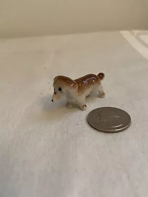 Vintage SMALL STANDING DACHSHUND Germany Brown White 1  Tall • $7.95