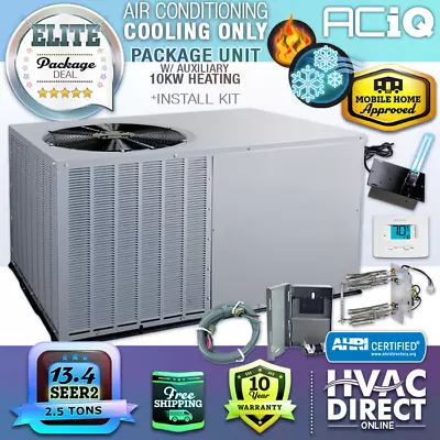 2.5 Ton 13.4 SEER2 ACiQ Air Conditioner Package Unit AC System 10kW Install Kit • $3100