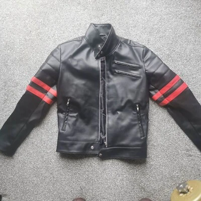 £21.10 • Buy Mens Motorcycle Faux Leather Jacket With Zipped Pockets  - Size S UK