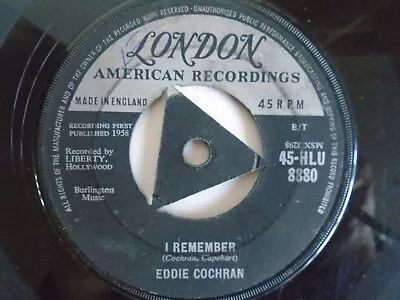 Eddie Cochran - I Remember Rare UK 7  Single 45-HLU 8880  1958 Read • £3.20