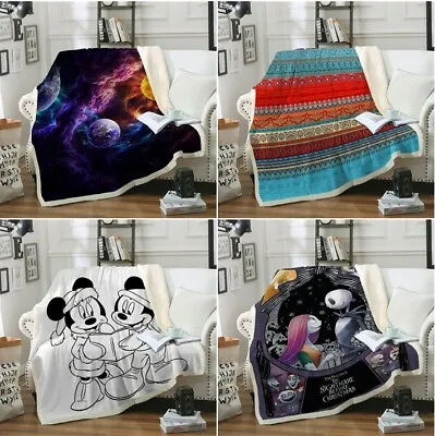 Skull Galaxy Blanket Fleece Warm Soft Faux Fur Sofa Bed Throw Blanket All Size • £18.99