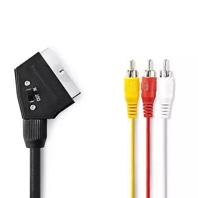 £7.52 • Buy 3m Scart To 3 X Phono Cable IN OUT Switchable Triple RCA Composite Lead Switch