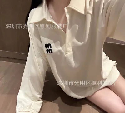 Miumiu Women Preppy New Collar White Sweatshirt Blouse • $112.60