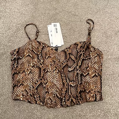 Zara Brown Snake Print Strappy Bralet Crop Top  Small New With Tag • £8.50