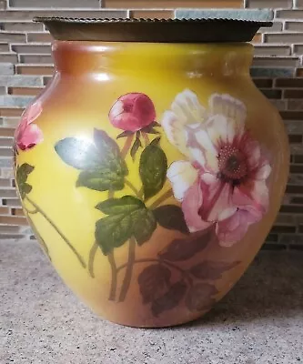 Vintage Floral Design GWTW Banquet Oil Kerosene Lamp Base LOOK! Spill Ring • $34.95