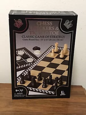 Pip Games Chess Checkers Tic Tac Toe Family Board Game Night Set Checkerboard • $17.20