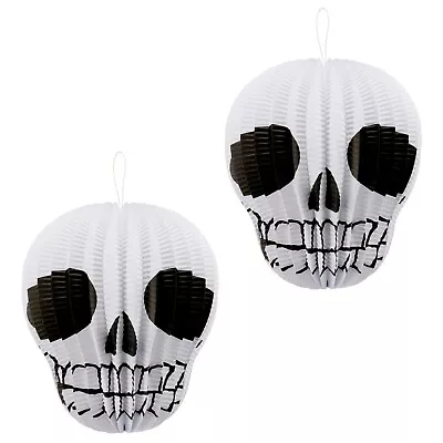 Skull Paper Hanging Lantern White Halloween Party Home Spooky Decoration: 2 Pack • £3.99