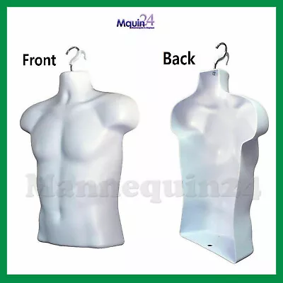 $35.49 • Buy ONE MALE MANNEQUIN TORSO , Display Clothing Shirt WHITE HANGING DRESS FORM