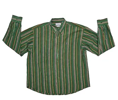 Vintage Yves Saint Laurent YSL Shirt Mens XL*  Fits XXL Green Striped Cotton L/S • £32