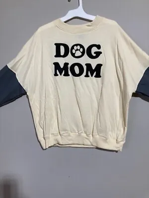 Women's Modernlux Dog Mom Print Sweatshirt Long Sleeve Beige Size XL • $10