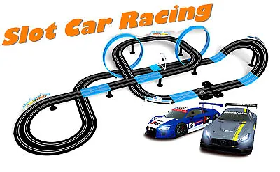 $64.99 • Buy 1/64 HO Slot Car Set Speed Chaser Road 28FT Racing Track Kit Kids Toy + Two Cars