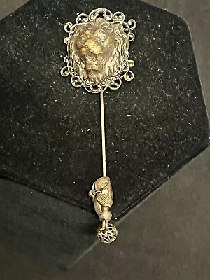 Rare Signed MIRIAM HASKELL Silver-Tone LION Designer STICK PIN • $28.95