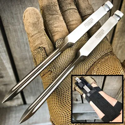 2PC 7  Ninja Tactical Throwing Spike Dart Quill Triangle Fixed Blade Kunai Knife • $16.10