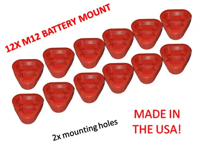 12 Pack Milwaukee M12 Battery Mount / Hanger / Holder - Made In USA (RED) • $13.79