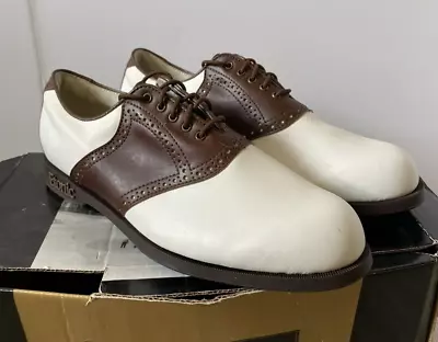 Etonic Mens Oxford Leather Golf Shoes White And Brown Size 10M Athletic • $25