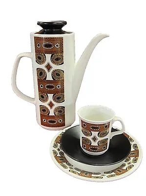 Vintage 1960s Retro J&G Meakin Maori Coffee Pot Set - 4 Cups & Saucers 6 Plates • £48