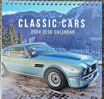 'Classic Cars' 2024 Free-Standing Spiral Desk Top Calendar. Cars Desk Calendar  • £7.25