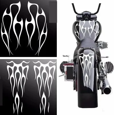 DIY White Flame Decoration Sticker For Motorcycle Gas Tank & Fender Vinyl Decals • $11.91