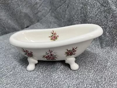 Athena Roses Vanity Bathroom Soap Dish Ceramic Footed Bathtub • $20