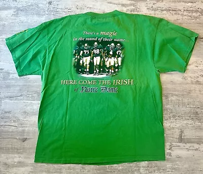 Vintage Notre Dame “Here Come The Irish” T-Shirt Dated 2003 Green Size XL • $11.99