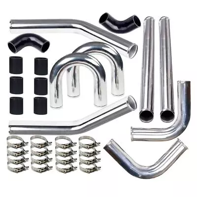 8Pc Universal 2  Intercooler Piping Kit +T-Bolt Clamps + Blk Silicone Coupler • $87.52