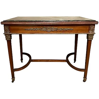 RJ Horner & Co French Marble Top One-Drawer Writing Table With Ormolu • $4800